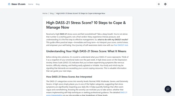 High DASS-21 Stress Score? 10 Steps to Cope & Manage Now
