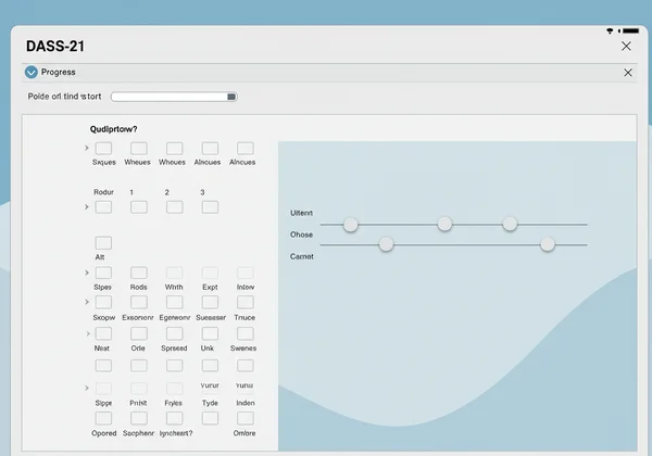 Digital interface of a DASS-21 assessment being completed.
