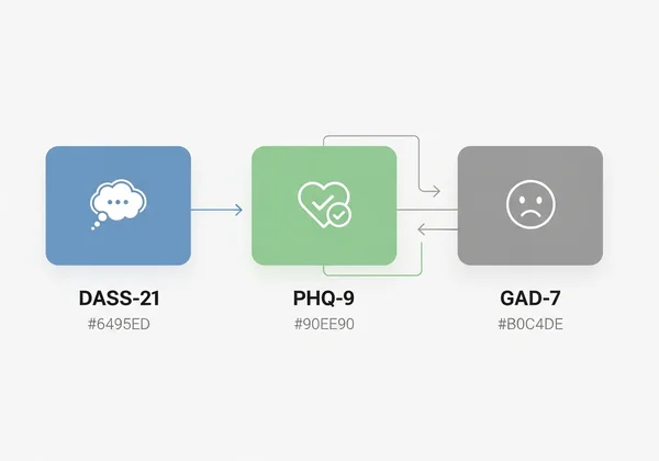 Comparing DASS-21, PHQ-9, GAD-7 mental health assessments.