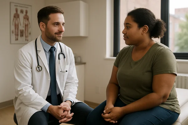 Doctor speaking with a female patient