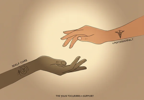 Hands reaching for help, symbolizing mental health support.