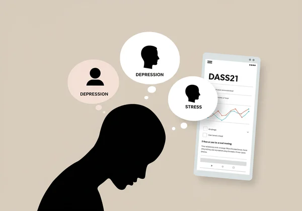 Person reflecting on emotions with DASS21 questions