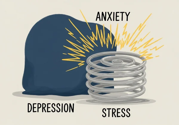 Abstract art of depression, anxiety, and stress concepts