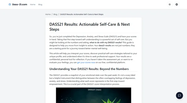 DASS21 결과: 실행 가능한 셀프케어 및 다음 단계
